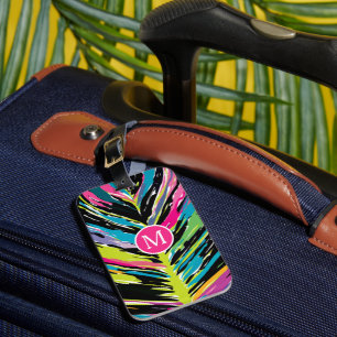 Abstract Vibrant Multicolor Tropical Leaf Luggage Tag