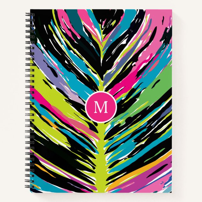 Abstract Vibrant Multicolor Tropical Leaf Notebook (Front)