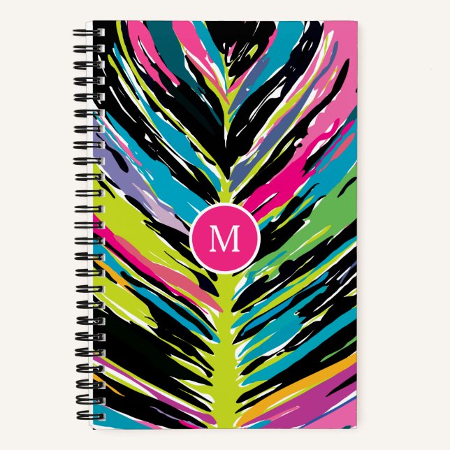Abstract Vibrant Multicolor Tropical Leaf Notebook (Front)