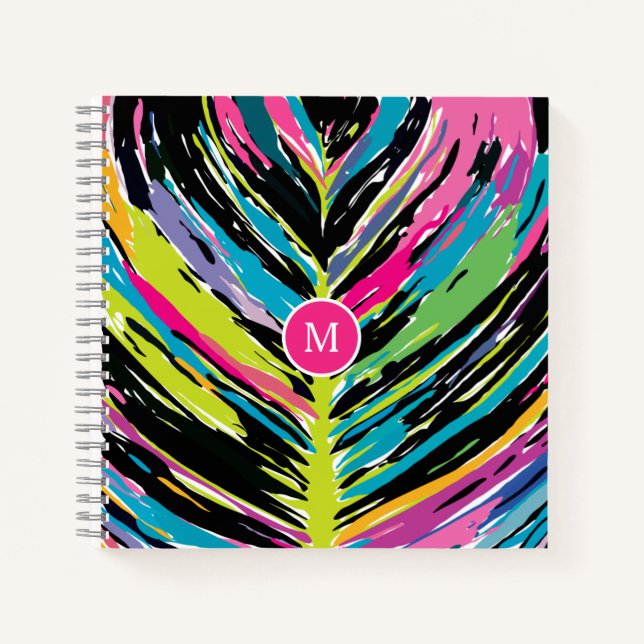 Abstract Vibrant Multicolor Tropical Leaf Notebook (Front)