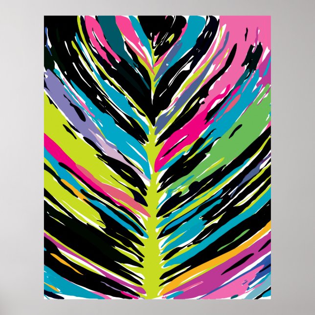 Abstract Vibrant Multicolor Tropical Leaf Poster (Front)