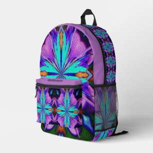 Abstract Vibrant Purple Turquoise Personalised Printed Backpack