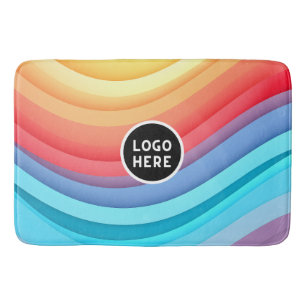 Abstract Vibrant Rainbow Waves Add your Logo Bath Mat