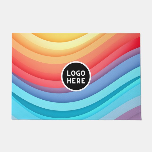 Abstract Vibrant Rainbow Waves | Add your Logo Doormat (Front)