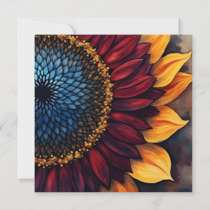 Abstract Vibrant Sunflower and Sunflower Seeds Card