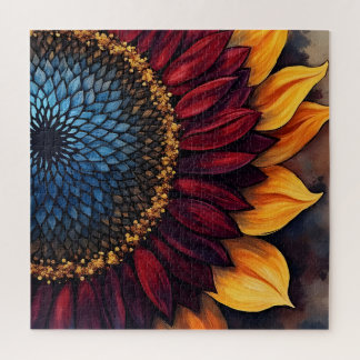 Abstract Vibrant Sunflower and Sunflower Seeds  Jigsaw Puzzle