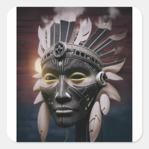 Abstract View Of Native American Chief Square Sticker