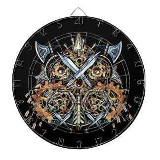 Abstract Viking Owl Cogwheel Face Mask Dartboard