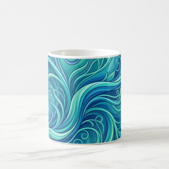 Abstract Vine Ocean Blue Coffee Mug (Center)