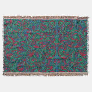 Abstract Vine Tendril Growth Jewel Tone Blankets