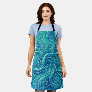 Abstract Vine Tendril Ocean Blue Growth Apron