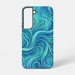 Abstract Vine Tendril Ocean Blue Samsung Cases