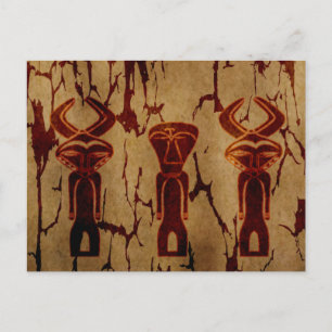 Abstract vintage African tribal drawing Postcard