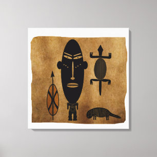Abstract vintage African tribal face art Canvas Print