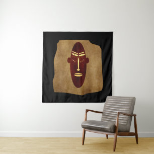 Abstract vintage African tribal face art drawing Tapestry