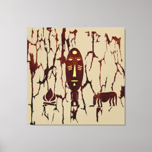 Abstract vintage African tribal scene art Canvas Print