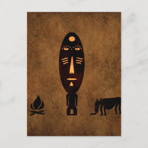 Abstract vintage African tribal scene art Postcard