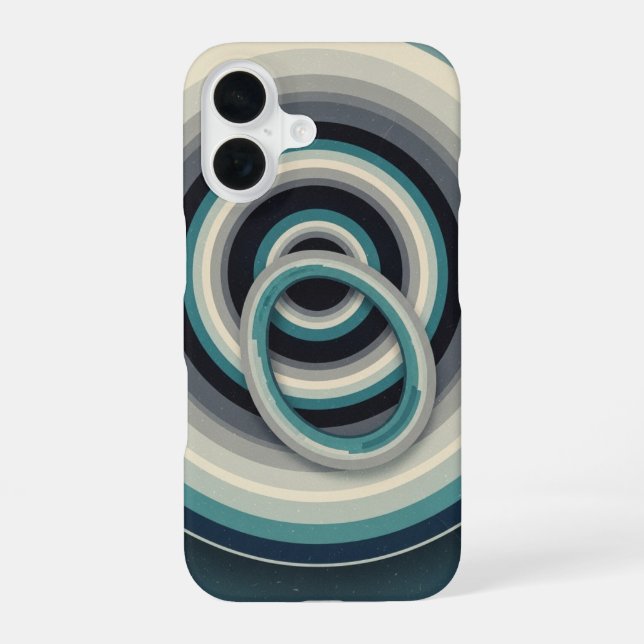 Abstract Vintage Cosmic Rings iPhone 16 Case (Back)