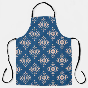 Abstract vintage damask blue background illustrati apron
