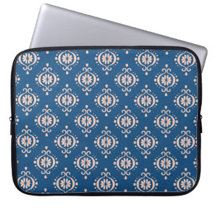 Abstract vintage damask blue background illustrati laptop sleeve