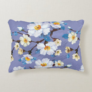 Abstract vintage floral seamless pattern with bloo decorative cushion