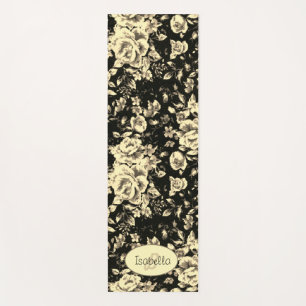 Abstract vintage floral sparkle glass monogram yoga mat