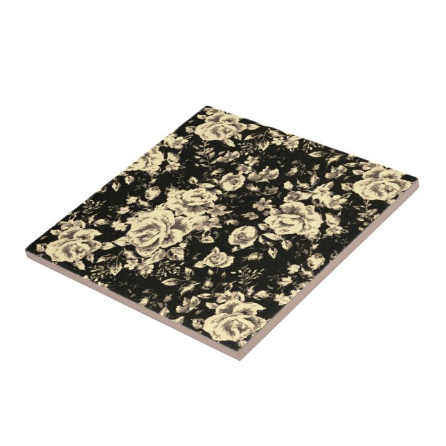 Abstract vintage floral sparkle glass texture   tile (Side)