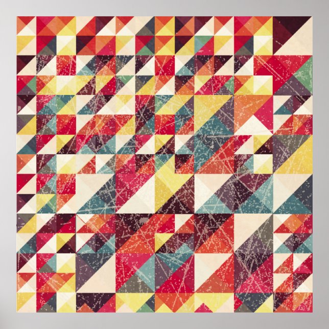 Abstract, vintage geometric backgroundpattern,colo poster (Front)