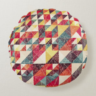 Abstract, vintage geometric backgroundpattern,colo round cushion