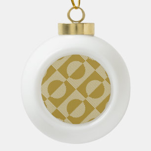 Abstract Vintage Geometric Seamless Ceramic Ball Christmas Ornament