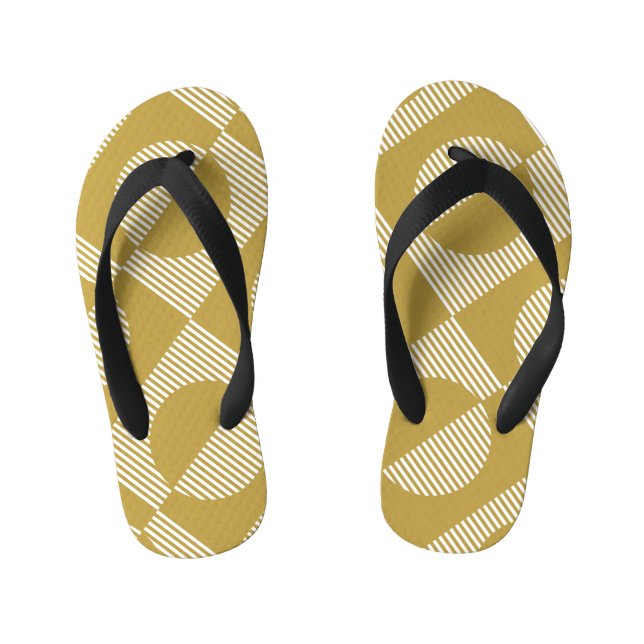 Abstract Vintage Geometric Seamless Kid's Flip Flops (Footbed)