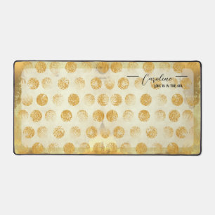 Abstract Vintage Gold Geometric Pattern Name Desk Mat