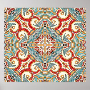 Abstract Vintage Graphical Repeat Wallpaper Poster
