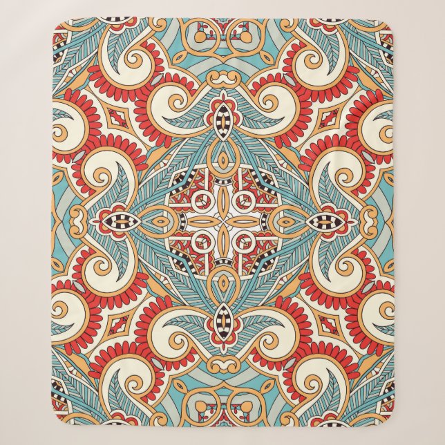 Abstract Vintage Graphical Repeat Wallpaper Sherpa Blanket (Front)