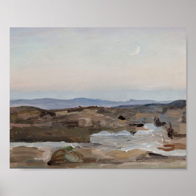 Abstract vintage landscape sunset art print (Front)