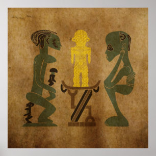Abstract Vintage old African tribal art Poster