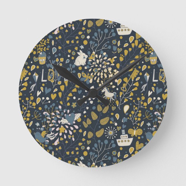 Abstract vintage pattern round clock (Front)