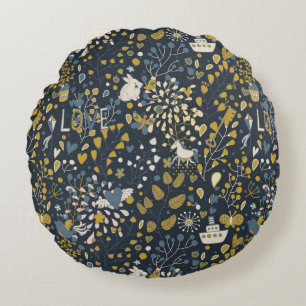 Abstract vintage pattern round cushion
