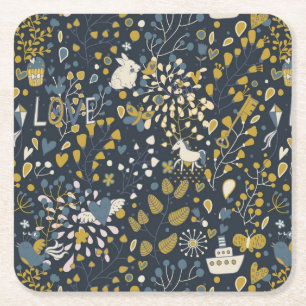 Abstract vintage pattern square paper coaster
