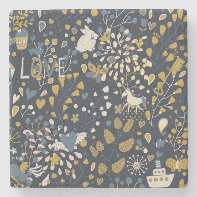 Abstract vintage pattern stone coaster (Front)