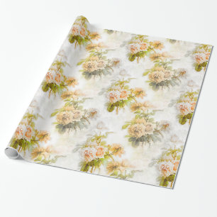 Abstract Vintage Roses Garden Elegant Floral Wrapping Paper