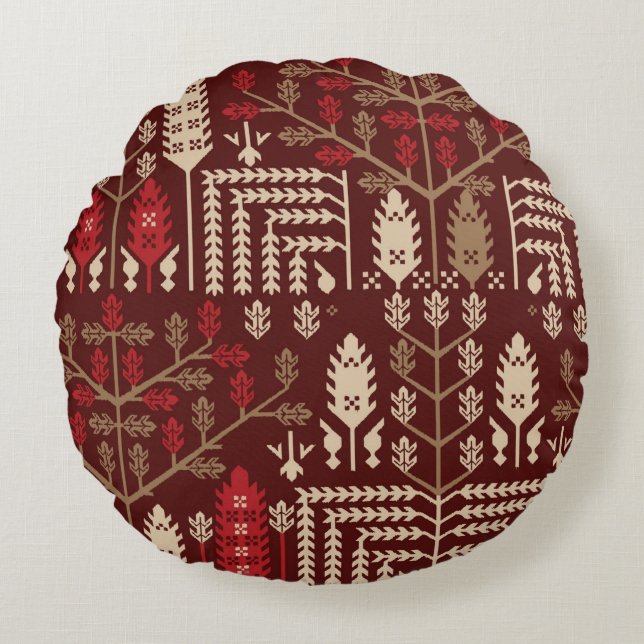 abstract vintage seamless graphical repeat pattern round cushion (Front)