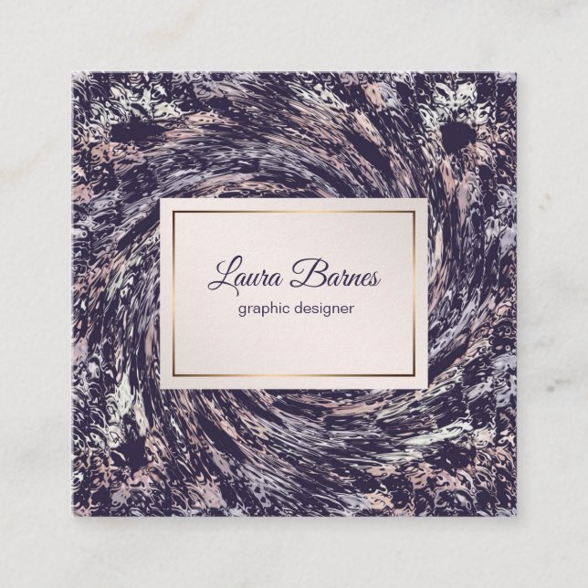 Abstract Violet Pink Spiral Square Business Card (Front)