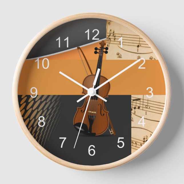 Abstract Violin Design Clock (Front)
