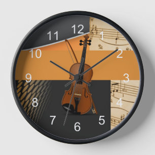 Abstract Violin Design Clock