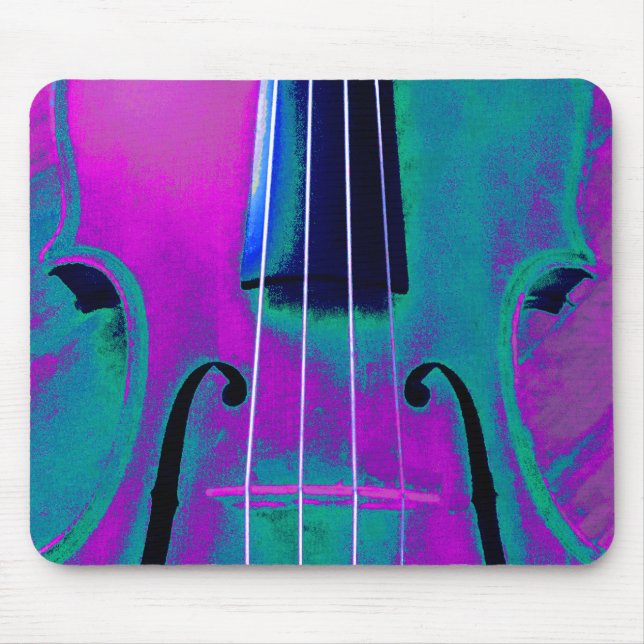 Abstract Violin Purple and Teal Mouse Mat (Front)