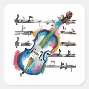 Abstract Violin Square Sticker
