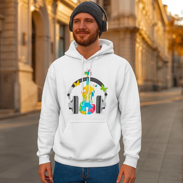 Abstract Violin with Headphones and Music Art  Hoodie (Creator Uploaded)