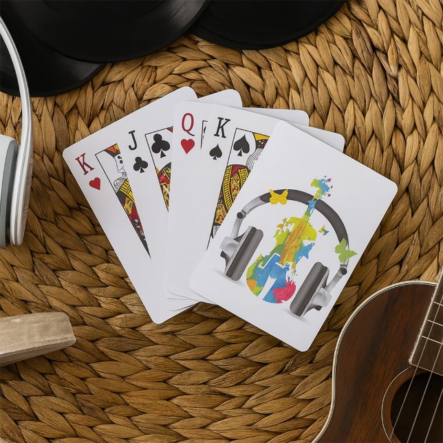 Abstract Violin with Headphones and Music Art  Playing Cards (Creator Uploaded)