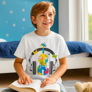 Abstract Violin with Headphones and Music Art T-Shirt